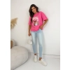 T-shirt damski oversize kot bubble gum premium bawełna