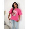 T-shirt damski oversize kot bubble gum premium bawełna