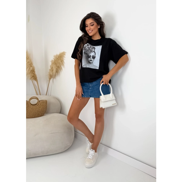 T-shirt damski ICONIC oversize – bawełniany premium print
