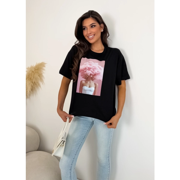 T-shirt damski oversize kot bubble gum premium bawełna