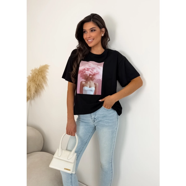 T-shirt damski oversize kot bubble gum premium bawełna