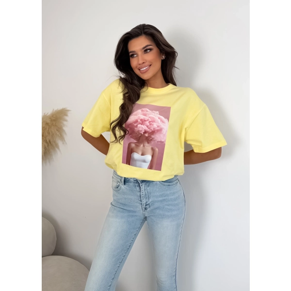 T-shirt damski oversize kot bubble gum premium bawełna