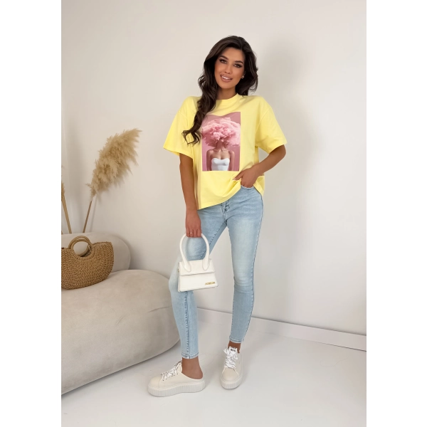 T-shirt damski oversize kot bubble gum premium bawełna