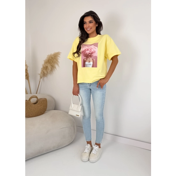 T-shirt damski oversize kot bubble gum premium bawełna