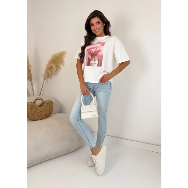 T-shirt damski oversize kot bubble gum premium bawełna