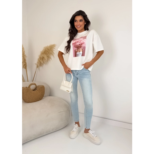 T-shirt damski oversize kot bubble gum premium bawełna
