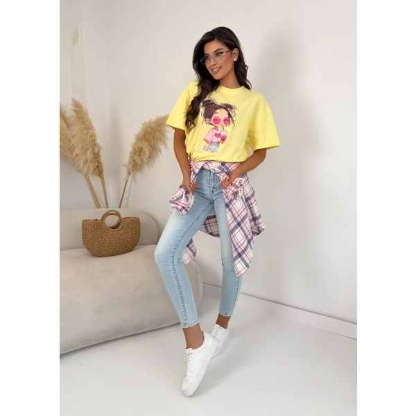 T-shirt damski oversize girl aesthetic latte vibe bawełna premium