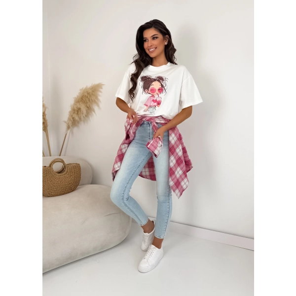 T-shirt damski oversize girl aesthetic latte vibe bawełna premium